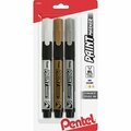 Pentel Paint Marker, Opaque Ink, Medium Bullet Tip, Assorted, 3PK PENMMP20BP3M1